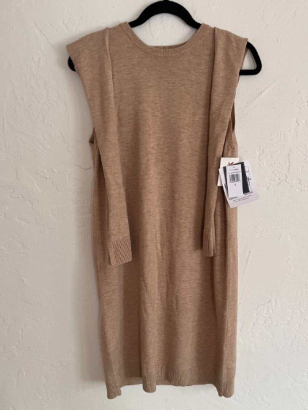 1.STATE Camel Knit Dress with Attached Shoulder Sweater NWT Size S